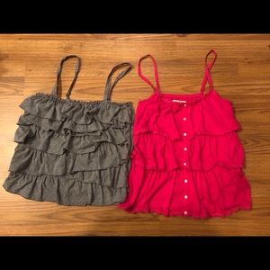 Two tank tops with ruffles